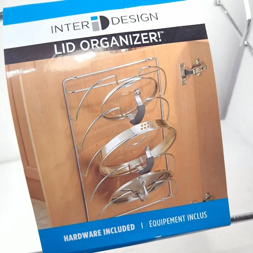 NEW Interdesign lid organizer rack metal for pots pans‎ Inter Design for door